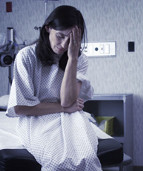 Woman in pain due to endometriosis.